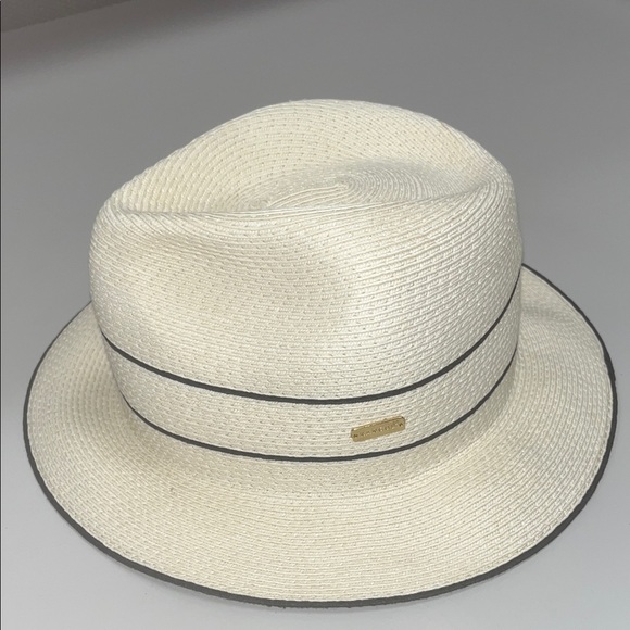 Kangol Cream and Brown Fedora Hat One size - Picture 1 of 13